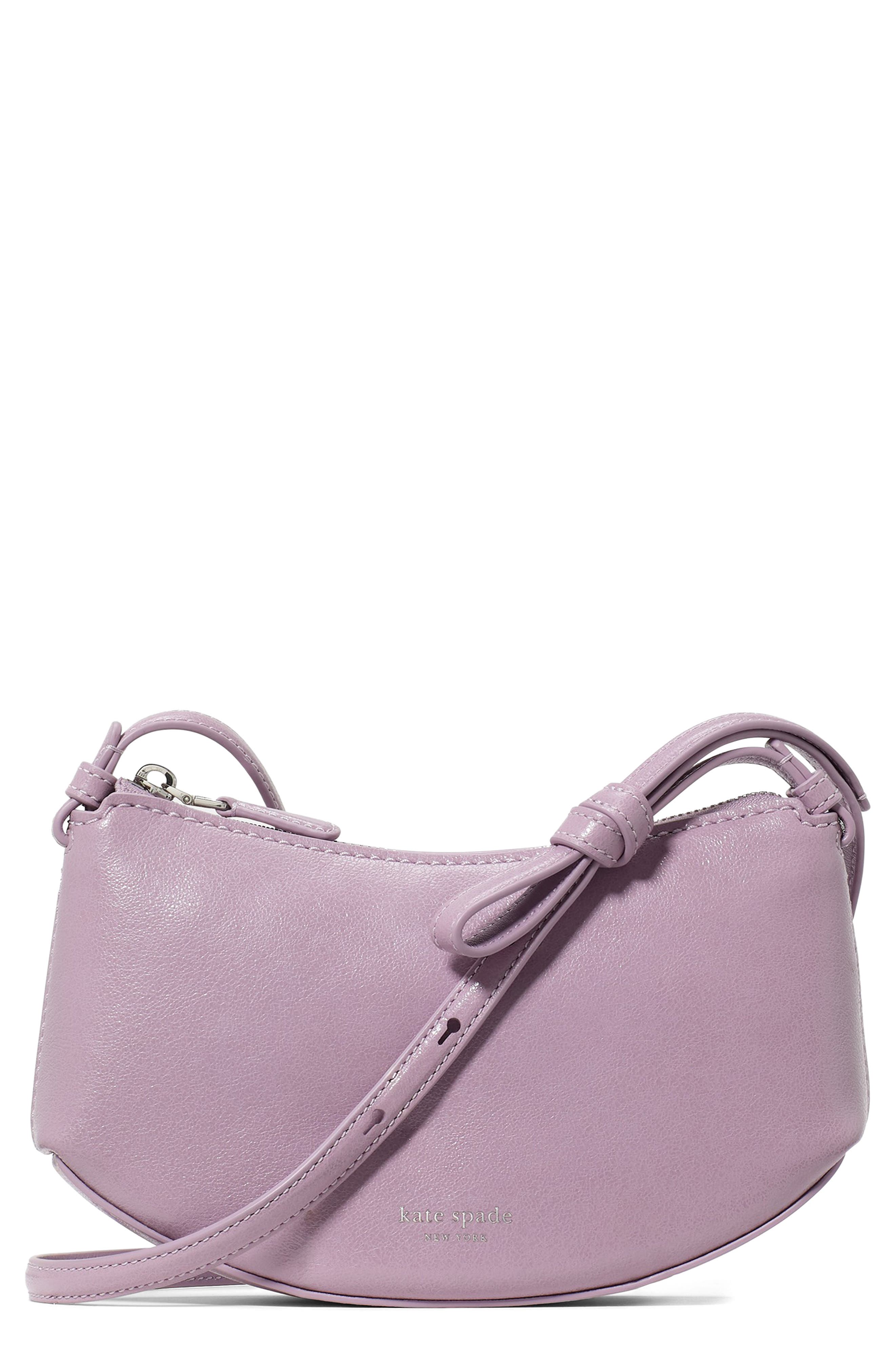 Kate Spade New York loop glazed leather crossbody bag, Main, color, Market Purple