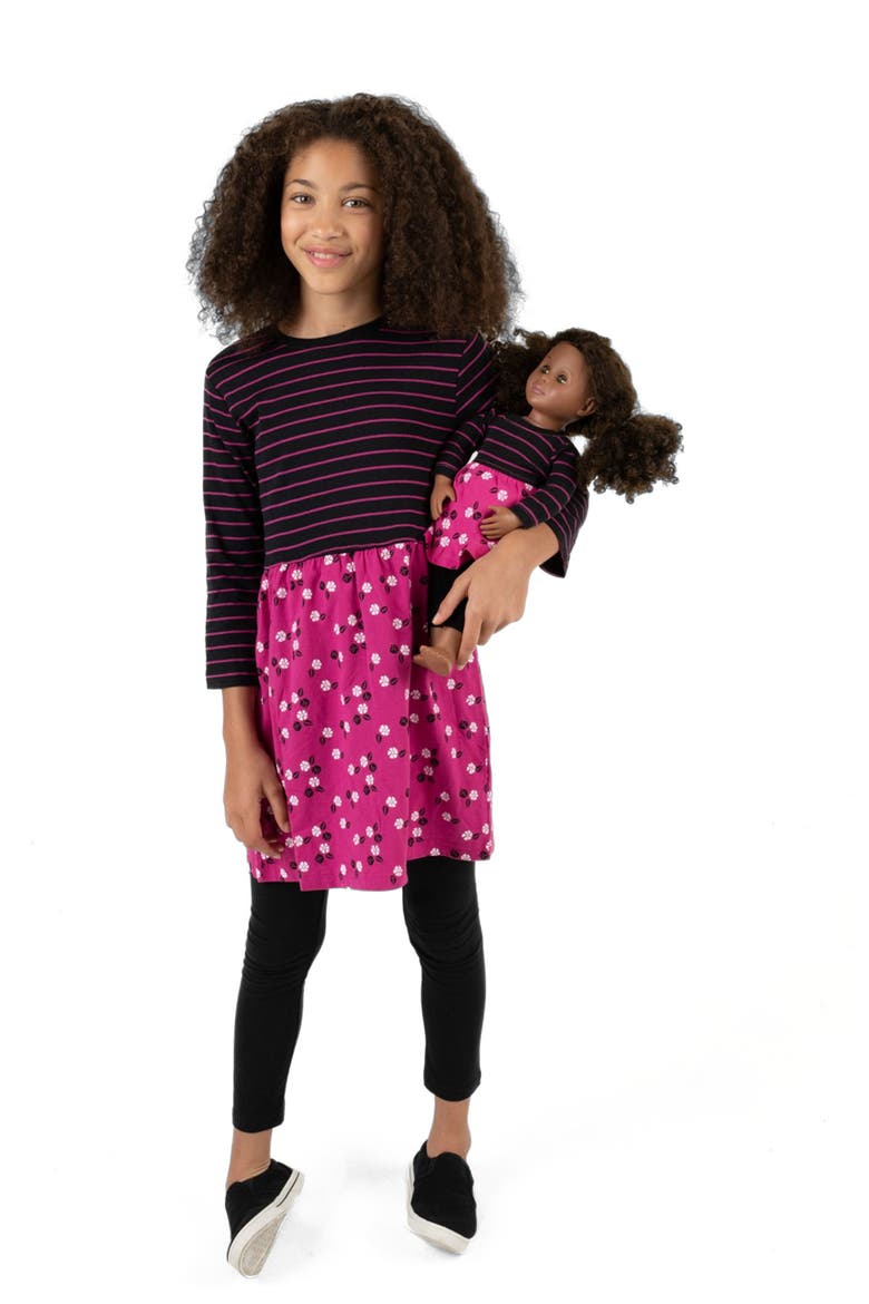 Girls Skirt Dress with Matching Doll Dress, 100% Cotton, Alternate, color, FLOWER