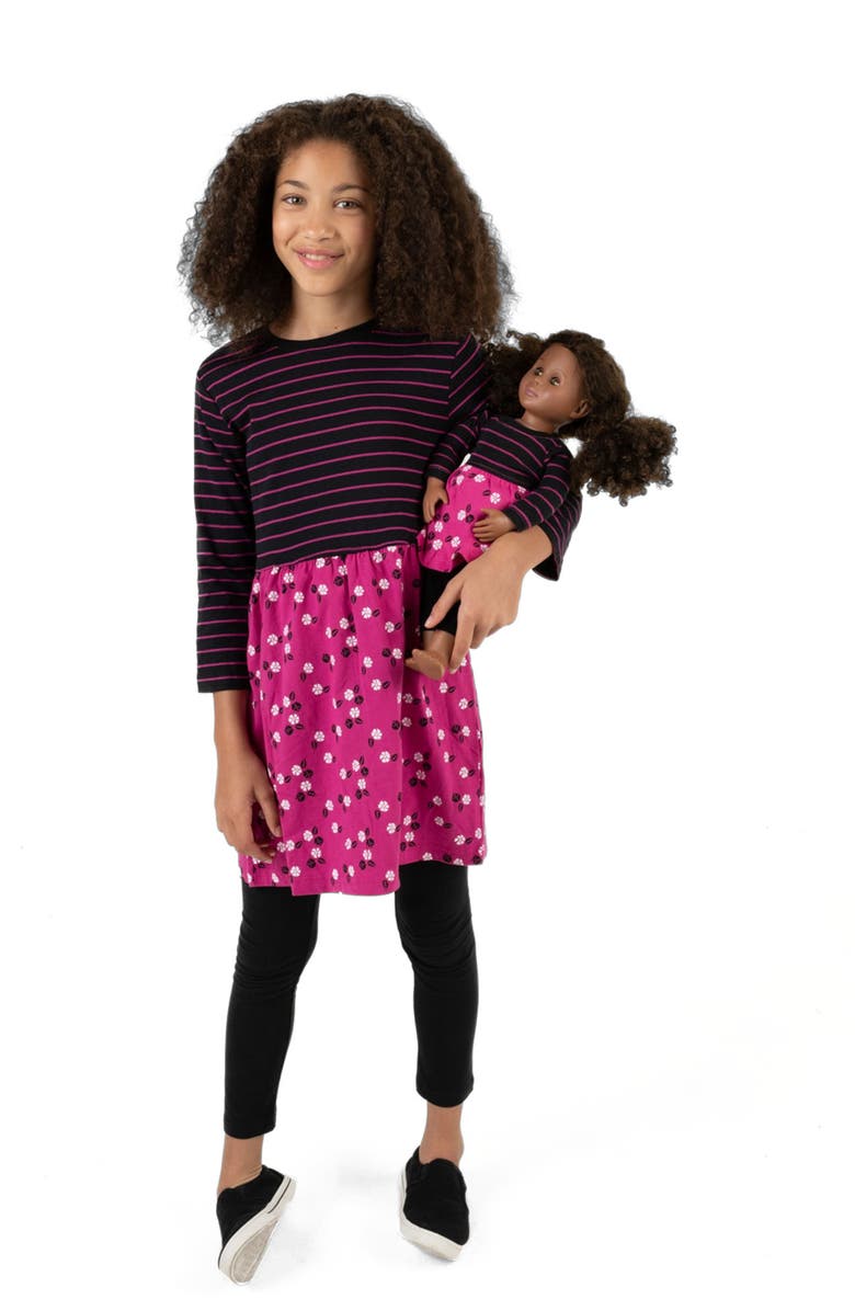Leveret Girls Skirt Dress with Matching Doll Dress, 100% Cotton, Main, color, Flower