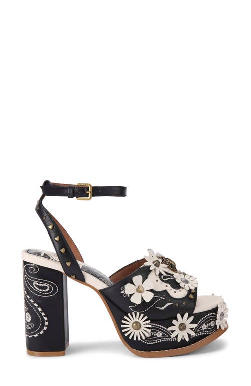 Kurt Geiger London Western Floral Ankle Strap Platform Sandal In Gray
