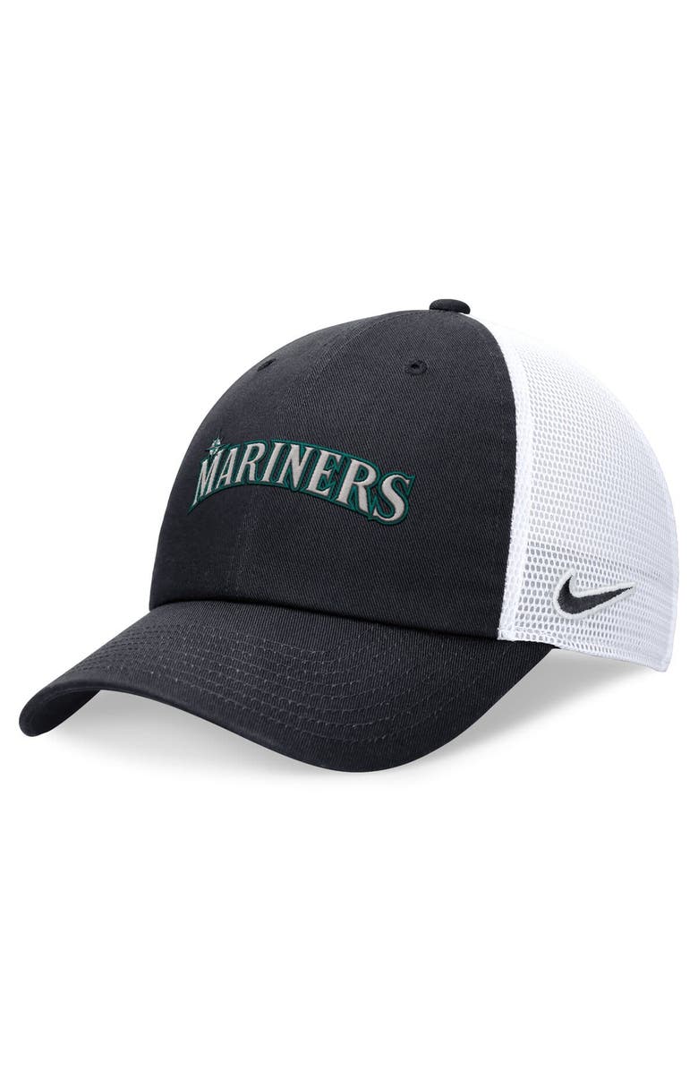 Nike Men's Nike Navy Seattle Mariners Evergreen Wordmark Trucker Adjustable Hat, Main, color, 