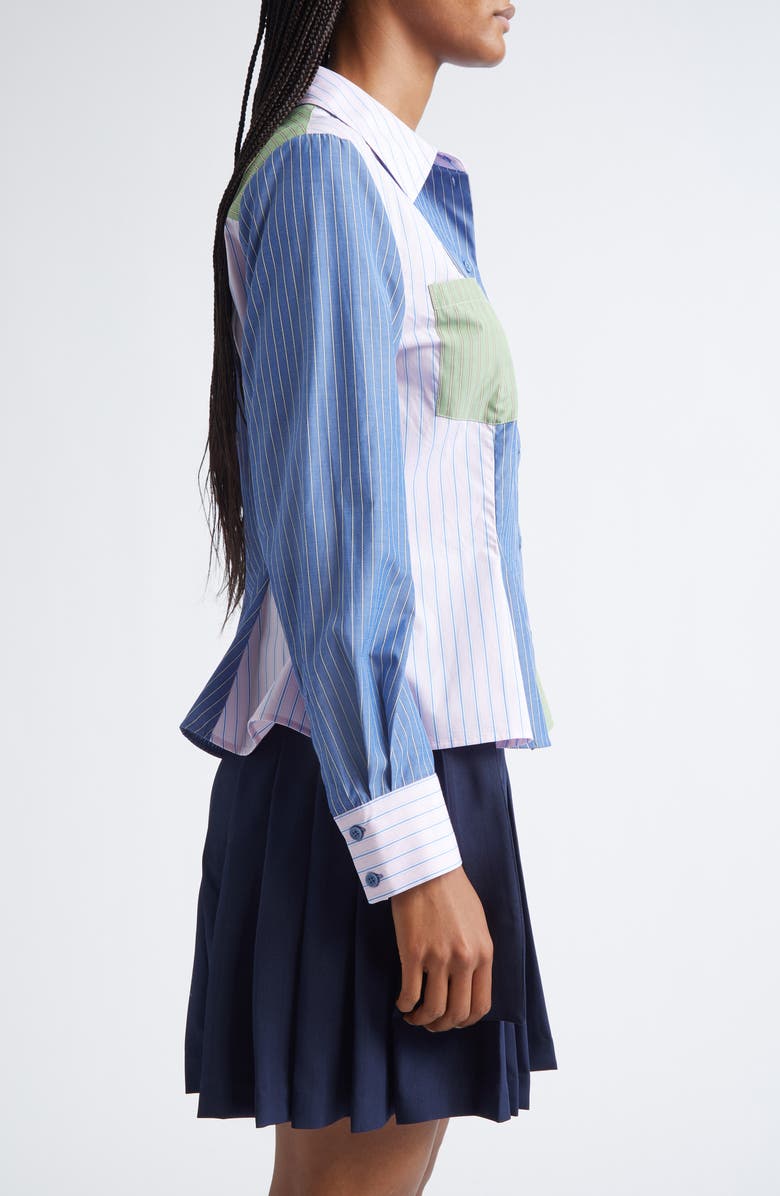 Stine Goya Stripe Peplum Organic Cotton Shirt, Alternate, color, Blue Multi Stripes Mix