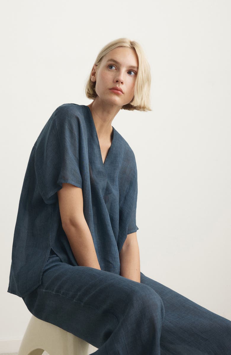 MANGO Ramie Top, Alternate, color, Ink Blue