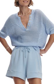 Varley Callie Sheer Knit Cotton Top