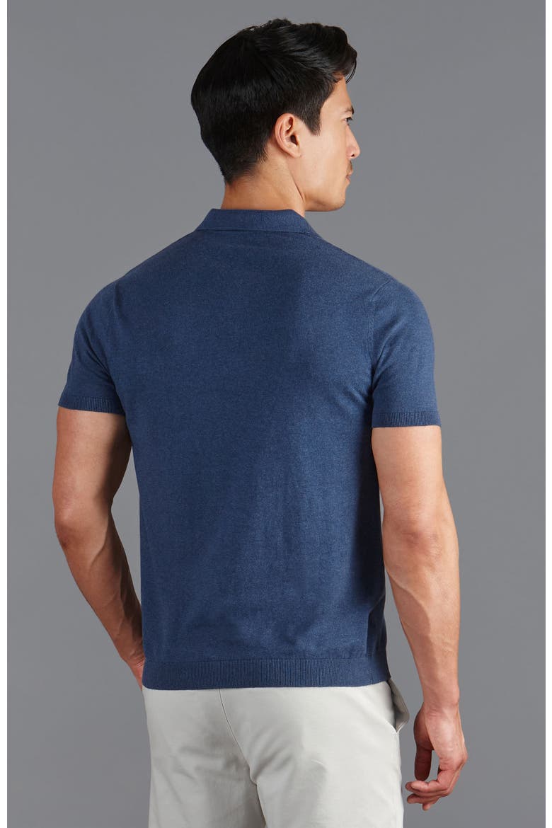 Ultra Fine Cotton Buttonless Polo Shirt, Alternate, color, Bluemelange