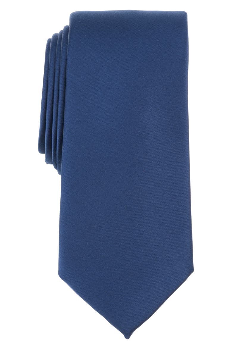 Solid Satin Tie, Main, color, NAVY