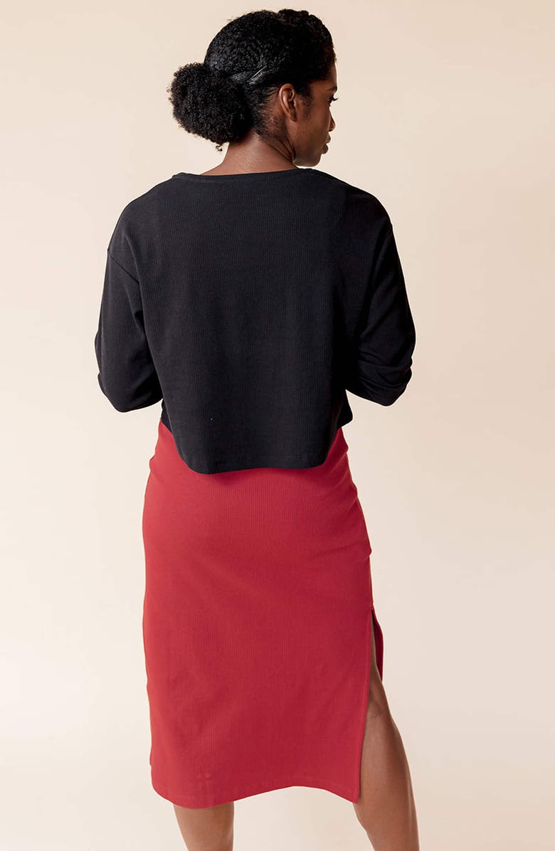 Of an Origin Organic Cotton Long Sleeve Rib Knit Crop Top & Nursing Cover, Alternate, color, 