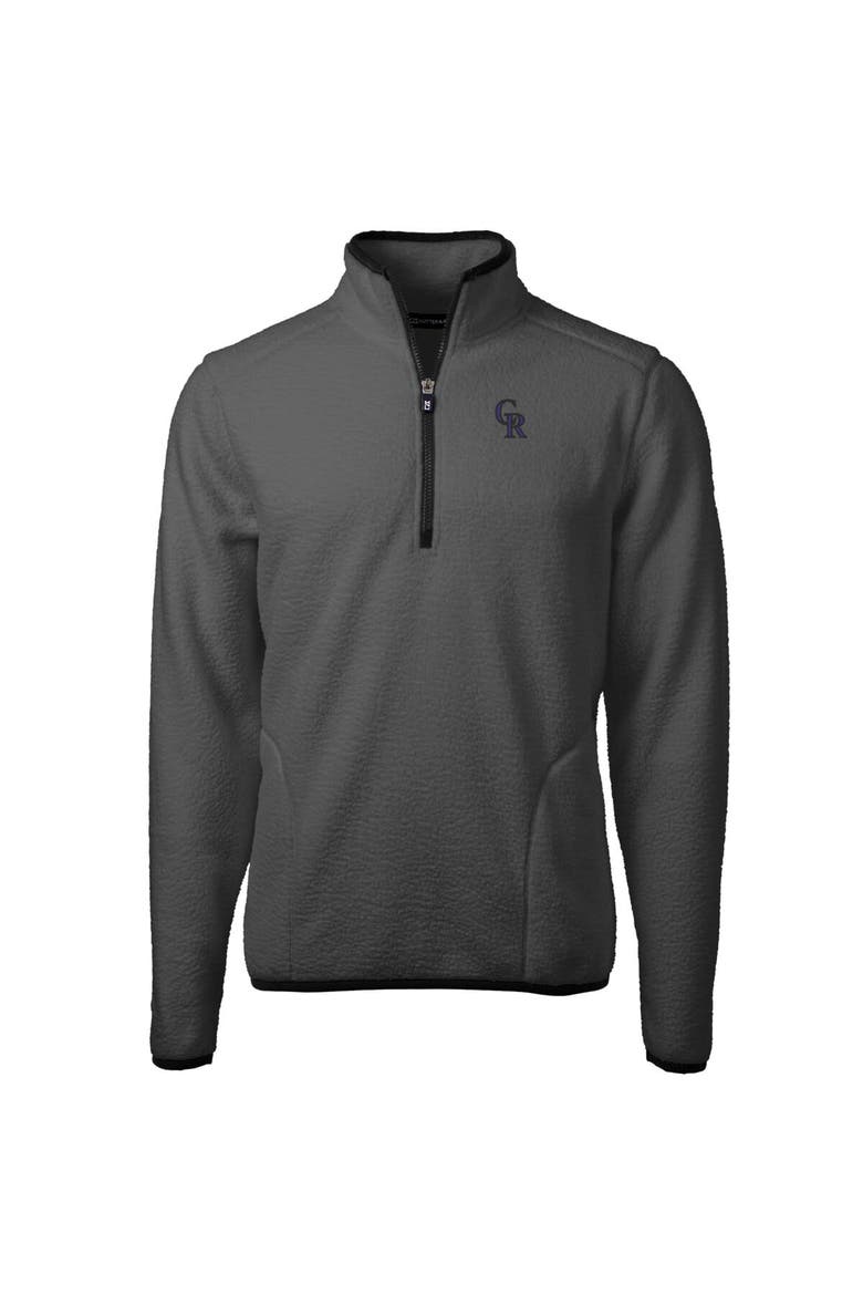 Men's Cutter & Buck  Gray Colorado Rockies Cascade Eco Sherpa Fleece Quarter-Zip Pullover Jacket, Alternate, color, Gray