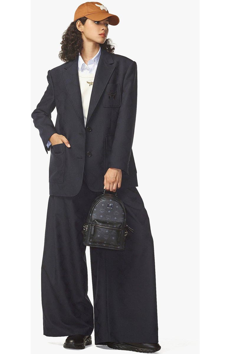 MCM Mini Stark Side Studs Backpack in Visetos, Alternate, color, Black