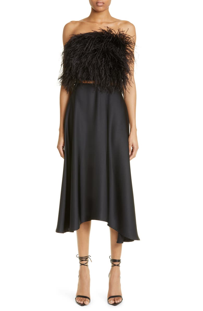 LAPOINTE Ostrich Feather Trim Tube Top | Nordstromrack