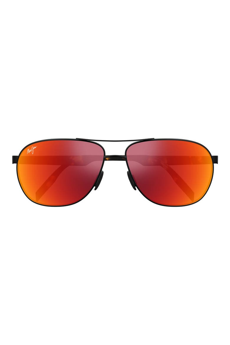 Castles 61mm PolarizedPlus2® Aviator Sunglasses, Main, color, BLACK/ HAWAII LAVA