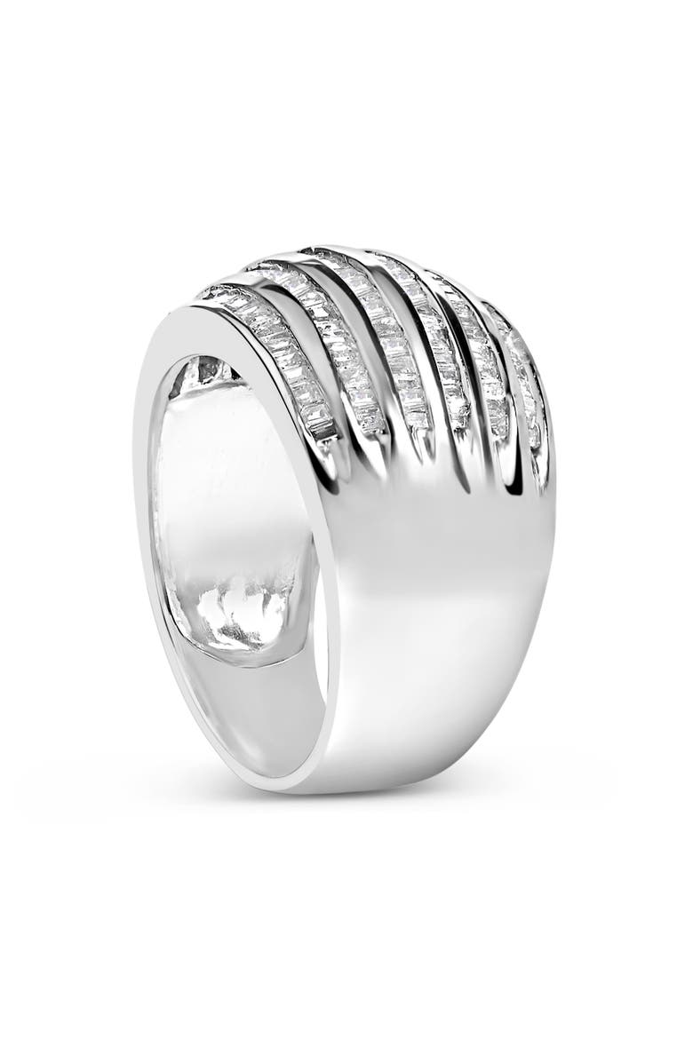 Silver 1.0 Cttw Channel Set Baguette Diamond 6-Row Domed Cocktail Ring, Alternate, color, White