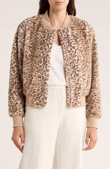 Sanctuary Luxe Faux Fur Zip Bomber Jacket In Brown