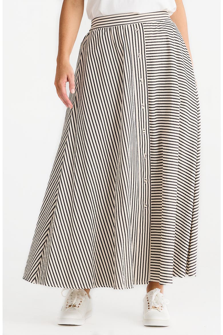 Lucy Mixed Stripe Maxi Skirt, Main, color, WHITE W BLACK STRIPE