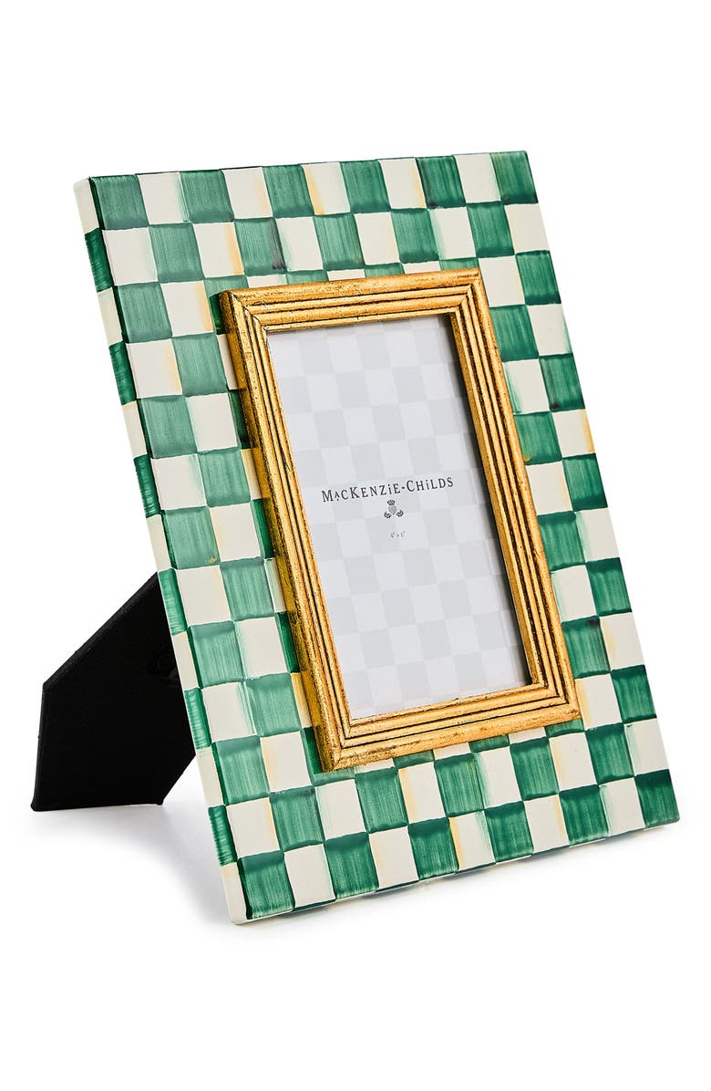 MACKENZIE CHILDS Emerald Check Enameled Steel 4 x 6-Inch Picture Frame, Alternate, color, Emerald