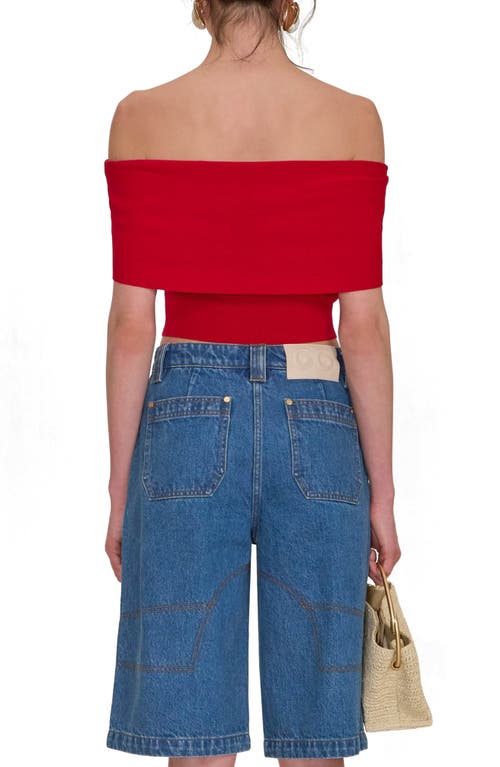 Cult Gaia Prescott Off The Shoulder Knit Top In Red