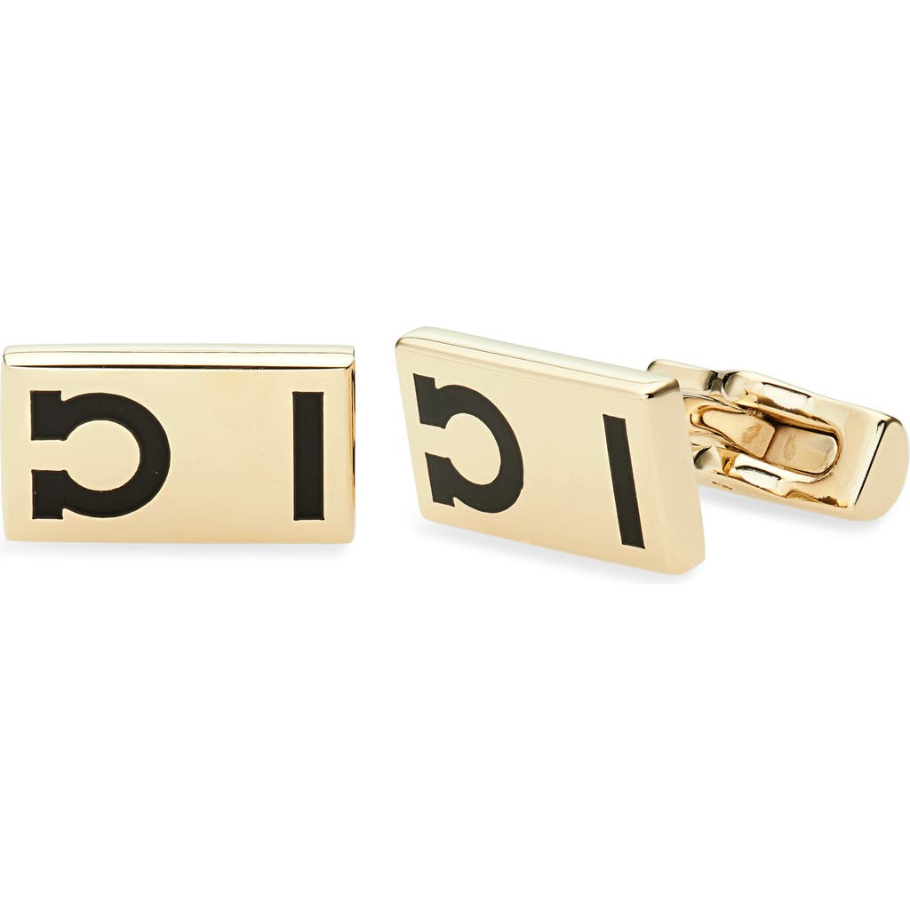 Ferragamo Gancini Hug Cufflinks In Gold/black