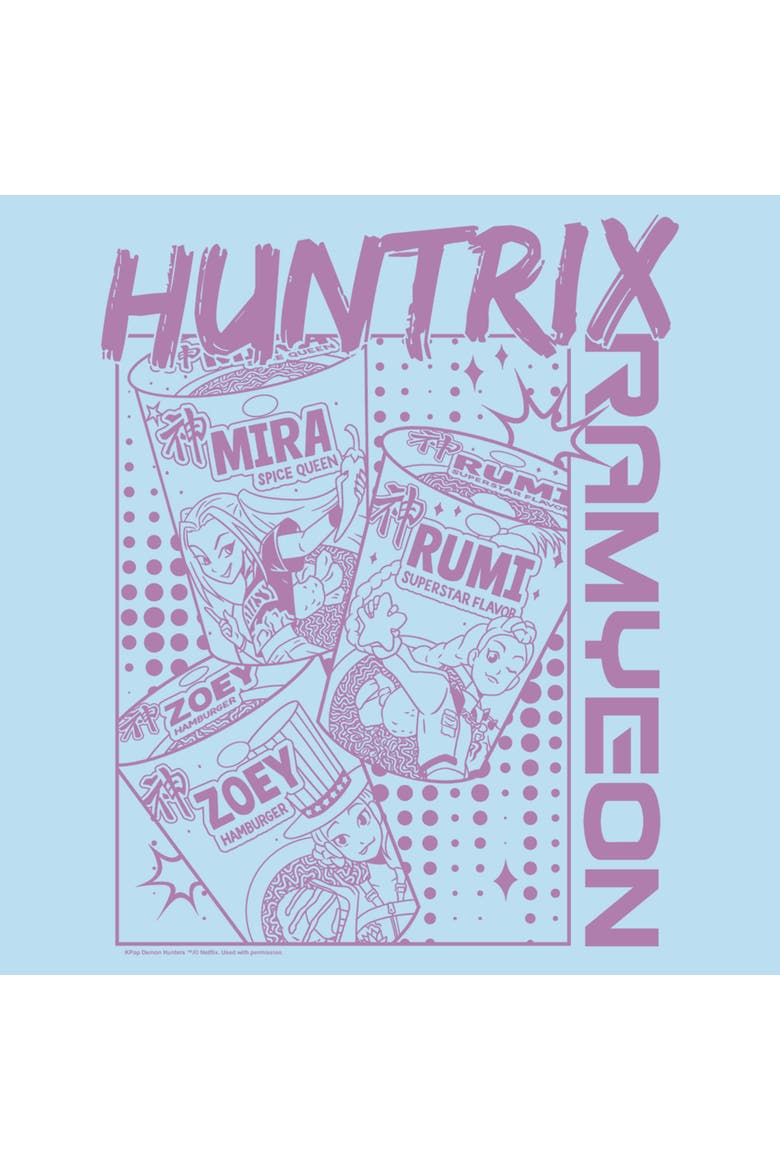 Men's Zoey Mira and Rumi Ramyeon Short Sleeve Graphic T-Shirt, Alternate, color, Light Blue