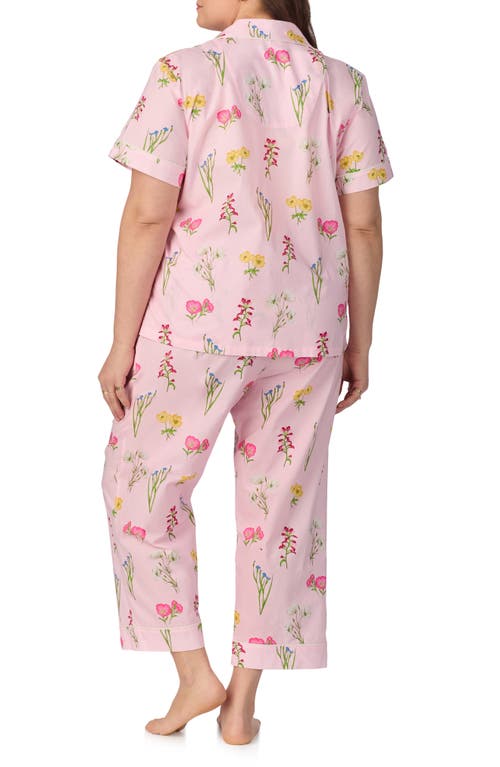 Bedhead Pajamas Print Stretch Organic Cotton Jersey Crop Pajamas In Pink