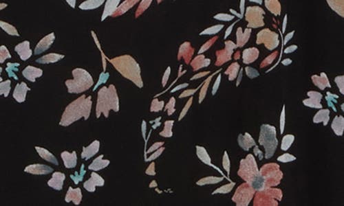 Lovestitch Floral Long Sleeve Midi Dress In Black