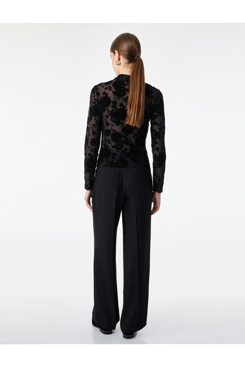 Long Sleeve High Qipao Neck Floral Mesh Top, Alternate, color, BLACK DESIGN