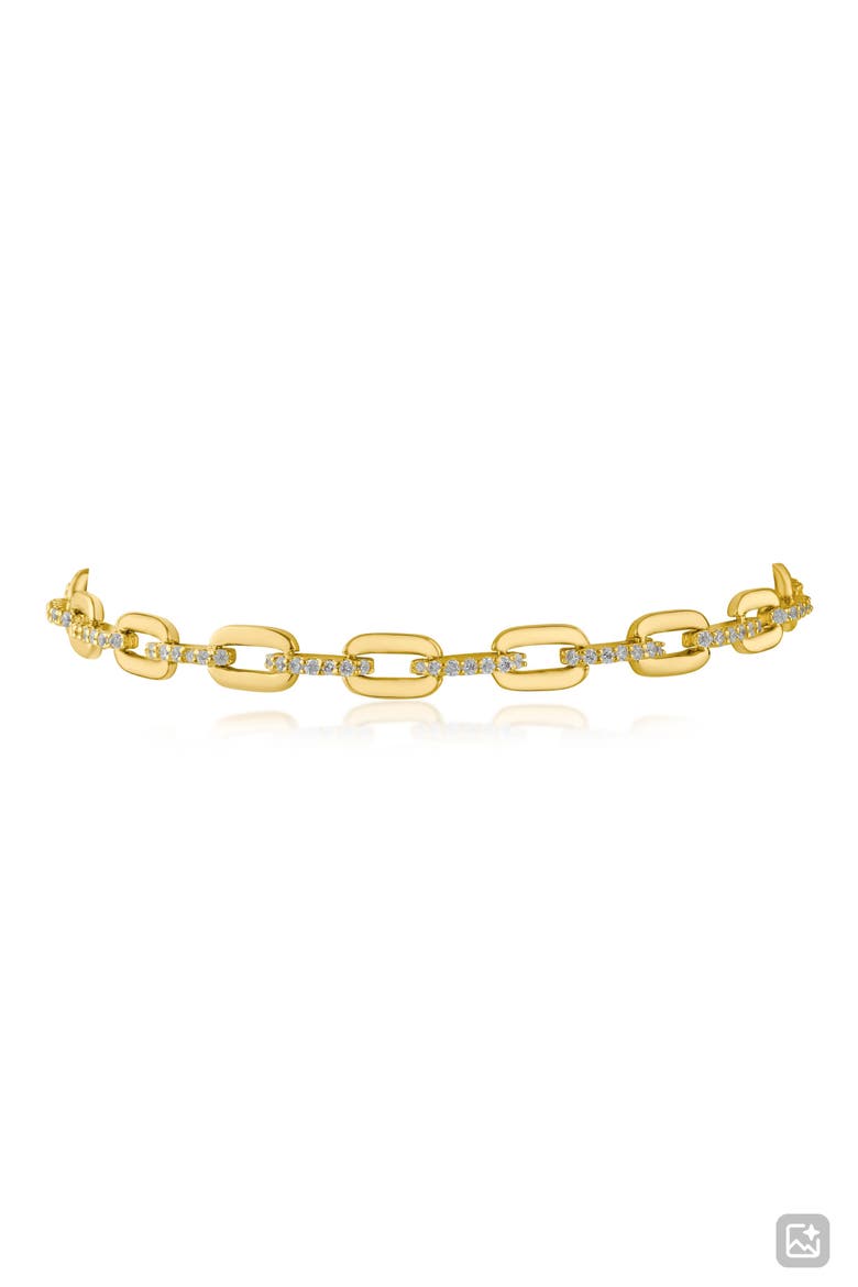 Cubic Zirconia Link Bracelet, Main, color, GOLD PLATED BRASS