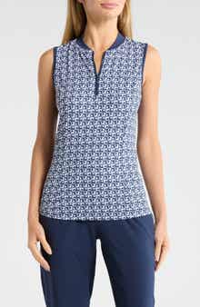 ORIGINAL PENGUIN GOLF Geometric Print Sleeveless Golf Knit Polo