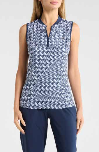 ORIGINAL PENGUIN GOLF Geometric Print Sleeveless Golf Knit Polo