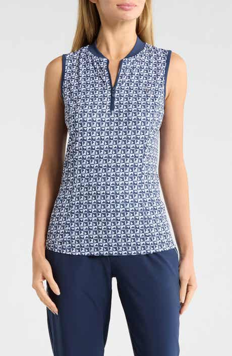 ORIGINAL PENGUIN GOLF Geometric Print Sleeveless Golf Knit Polo