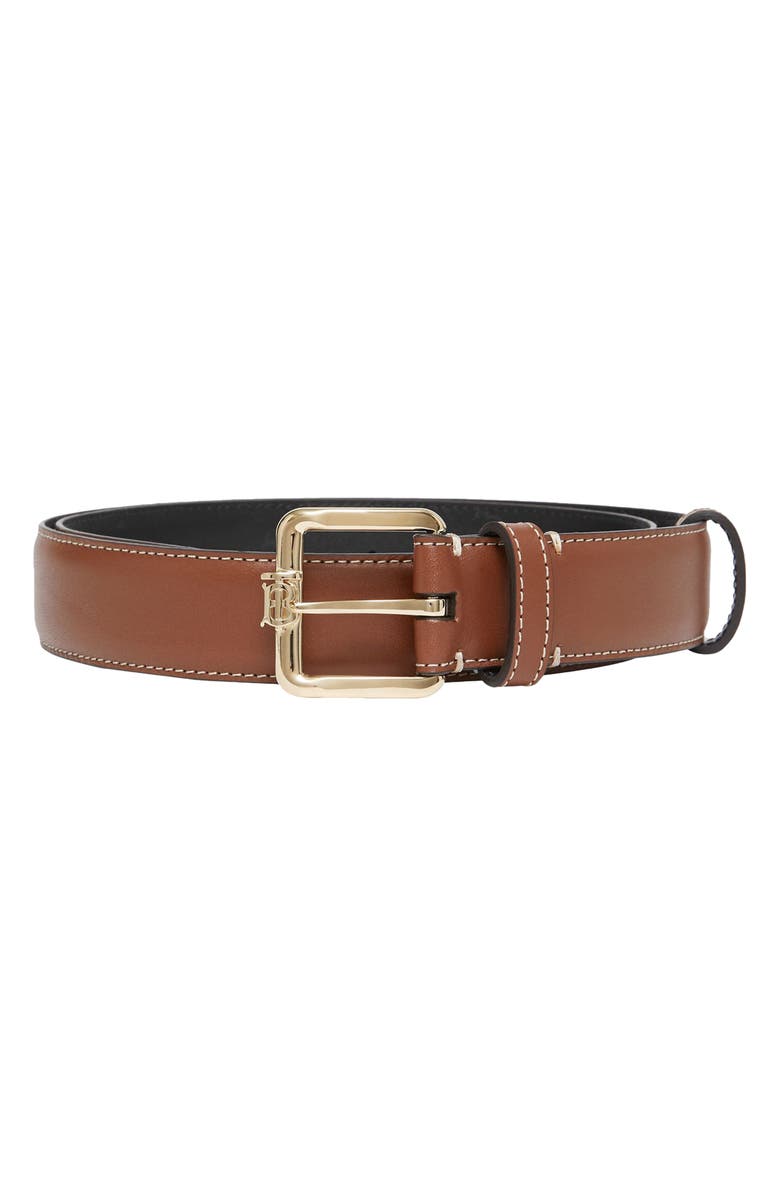 Burberry Topstitch Leather Belt, Alternate, color,