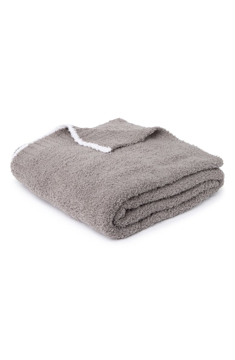 Barefoot Dreams<sup>®</sup> Barefoot Dreams CozyChic<sup>™</sup> Rib Trim Throw - 45" x 60", Main, color, Warm Gray/White
