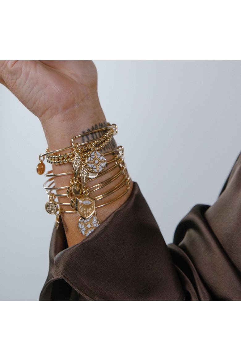 Angel Wing Stretch Beaded Bracelet, Alternate, color, Gold