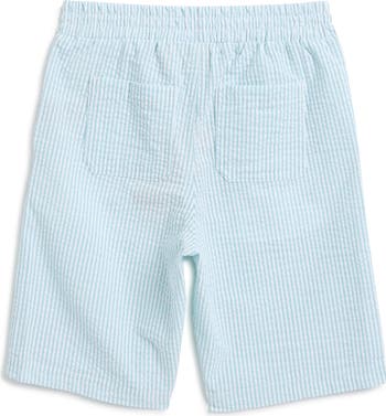 Kids' Yarn Dyed Seersucker Short Sleeve Button-Up Shirt & Shorts Set