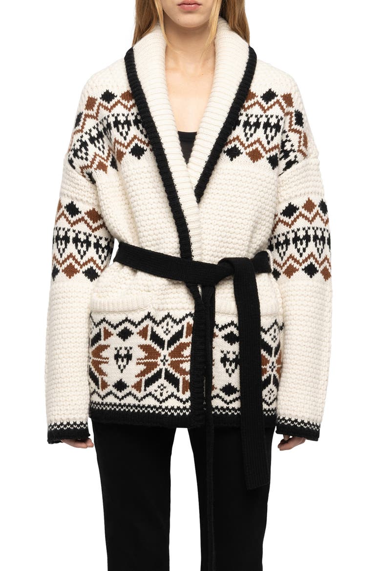 Erra Tie Waist Wool & Cashmere Cardigan, Main, color, VANILLE