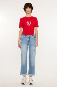 KanCan Rocio Essentials Mid Rise Cropped Straight Leg Jeans