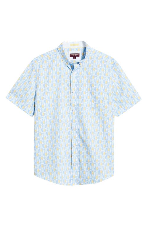 Johnston & Murphy Pineapple Print Short Sleeve Cotton Button-down Shirt