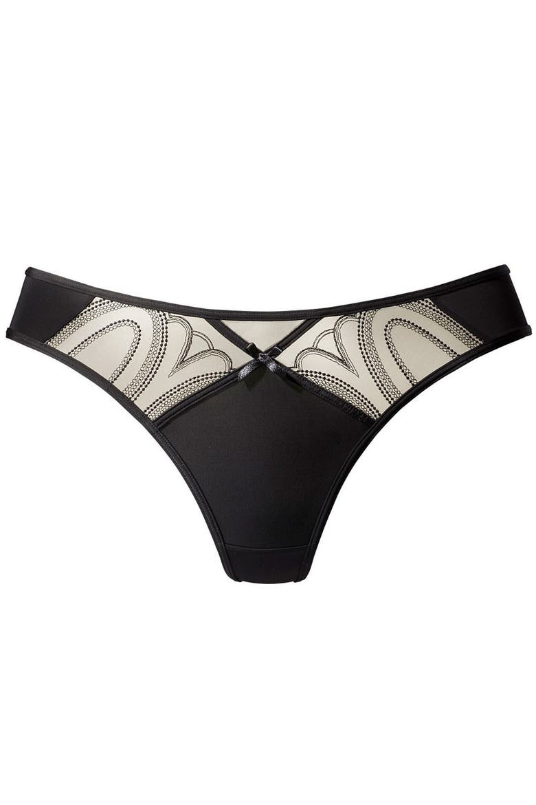 Lace Insert Thong, Alternate, color, Black