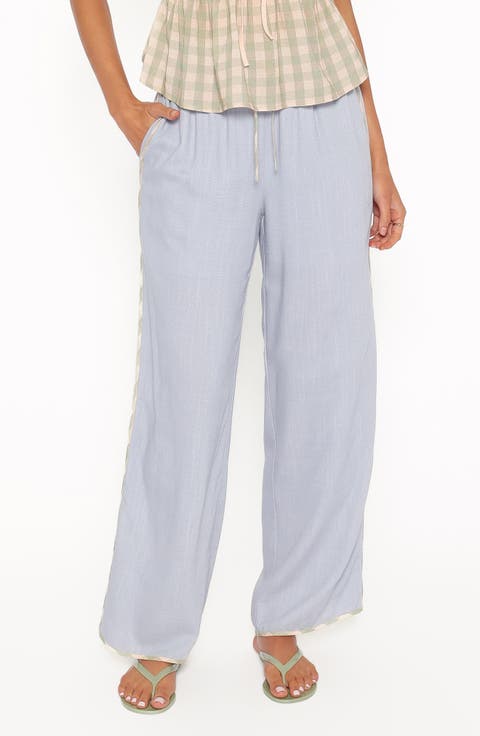 Venda Contrast Trim Wide Leg Pants