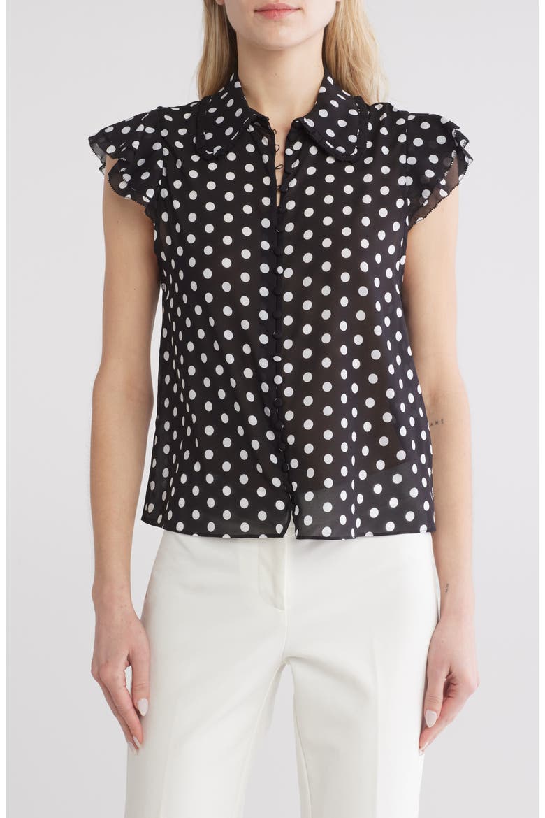 Martel Flutter Cap Sleeve Top, Main, color, FANTASY DOT BLACK SM