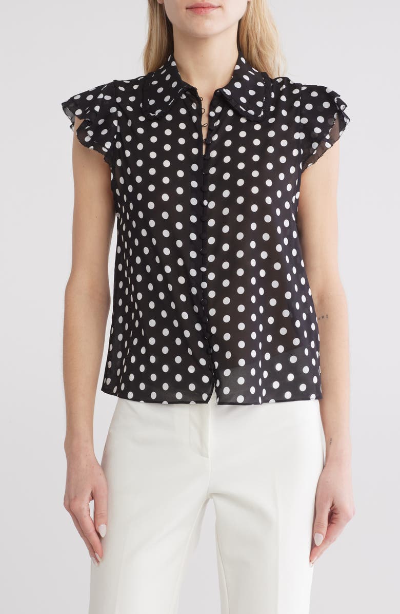 Alice + Olivia Martel Flutter Cap Sleeve Top, Main, color,