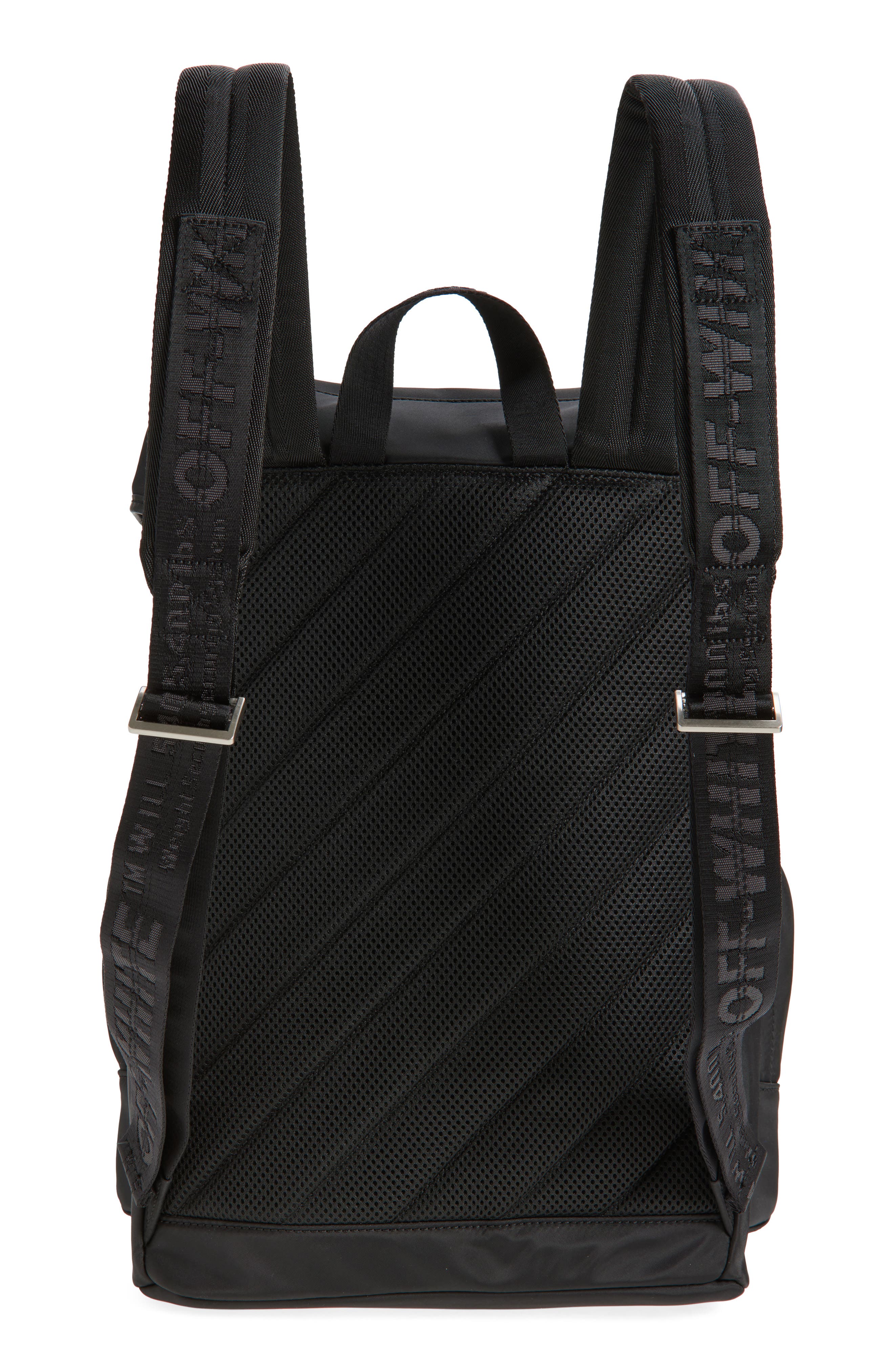 Off-White Drawstring Backpack, Alternate, color, Black