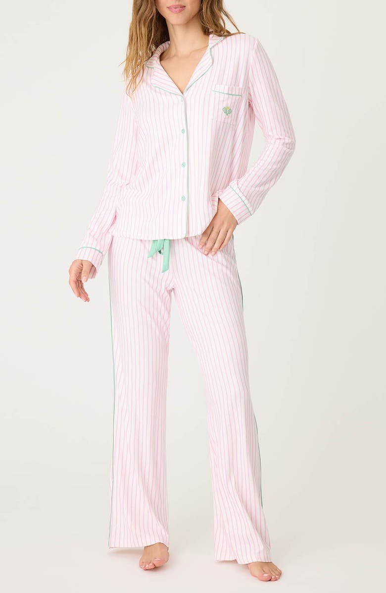 PJ Salvage Happiest On the Court Stripe Pajama Set, Main, color, 