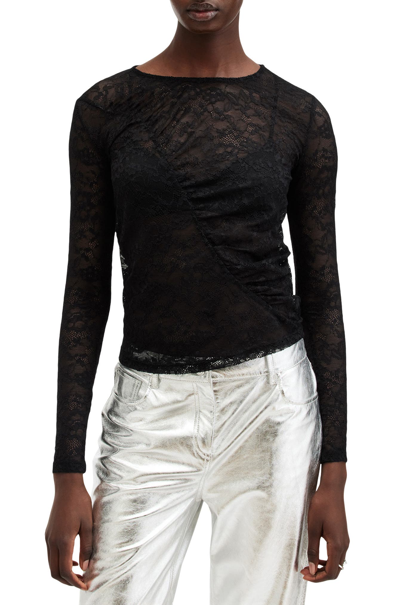AllSaints Edana Lace Long Sleeve Top