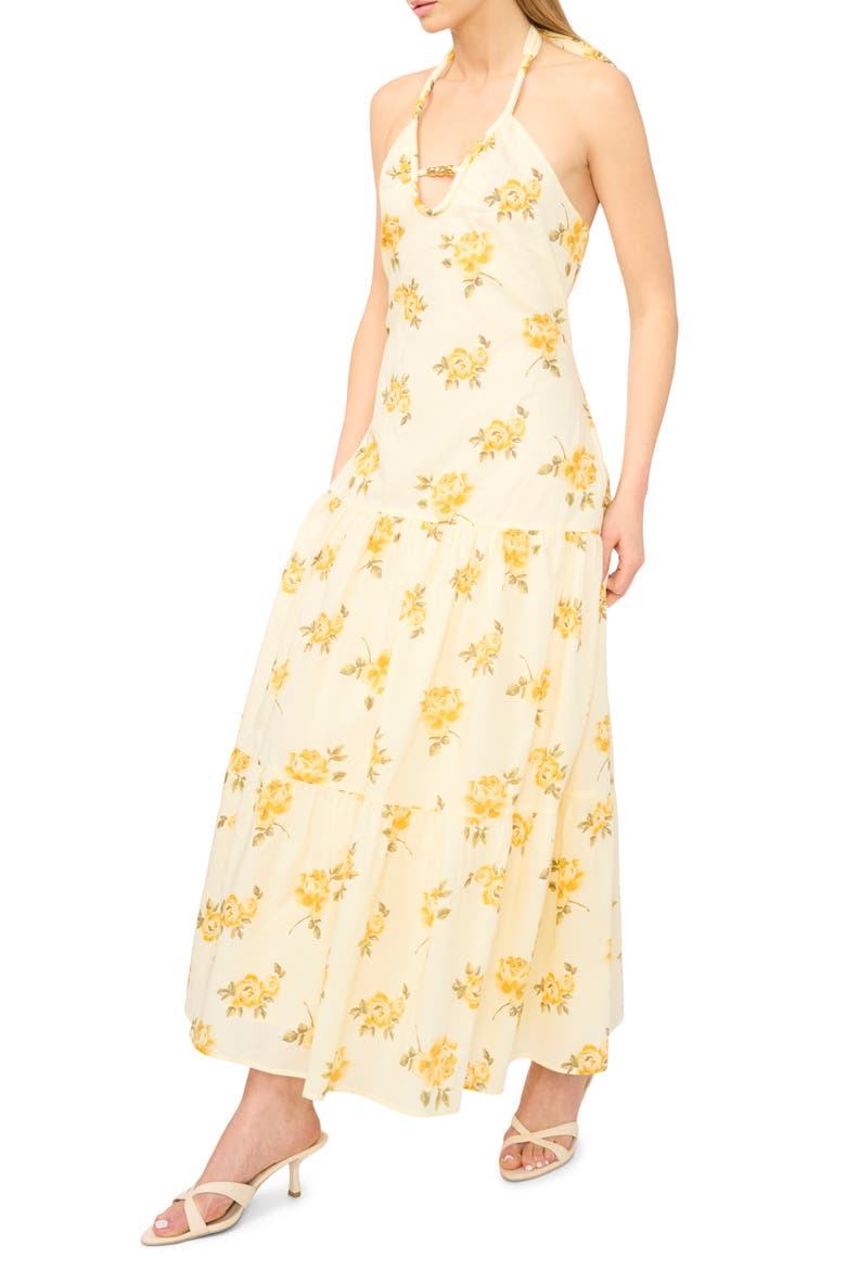 Halter Maxi Dress, Alternate, color, PASTEL YELLOW
