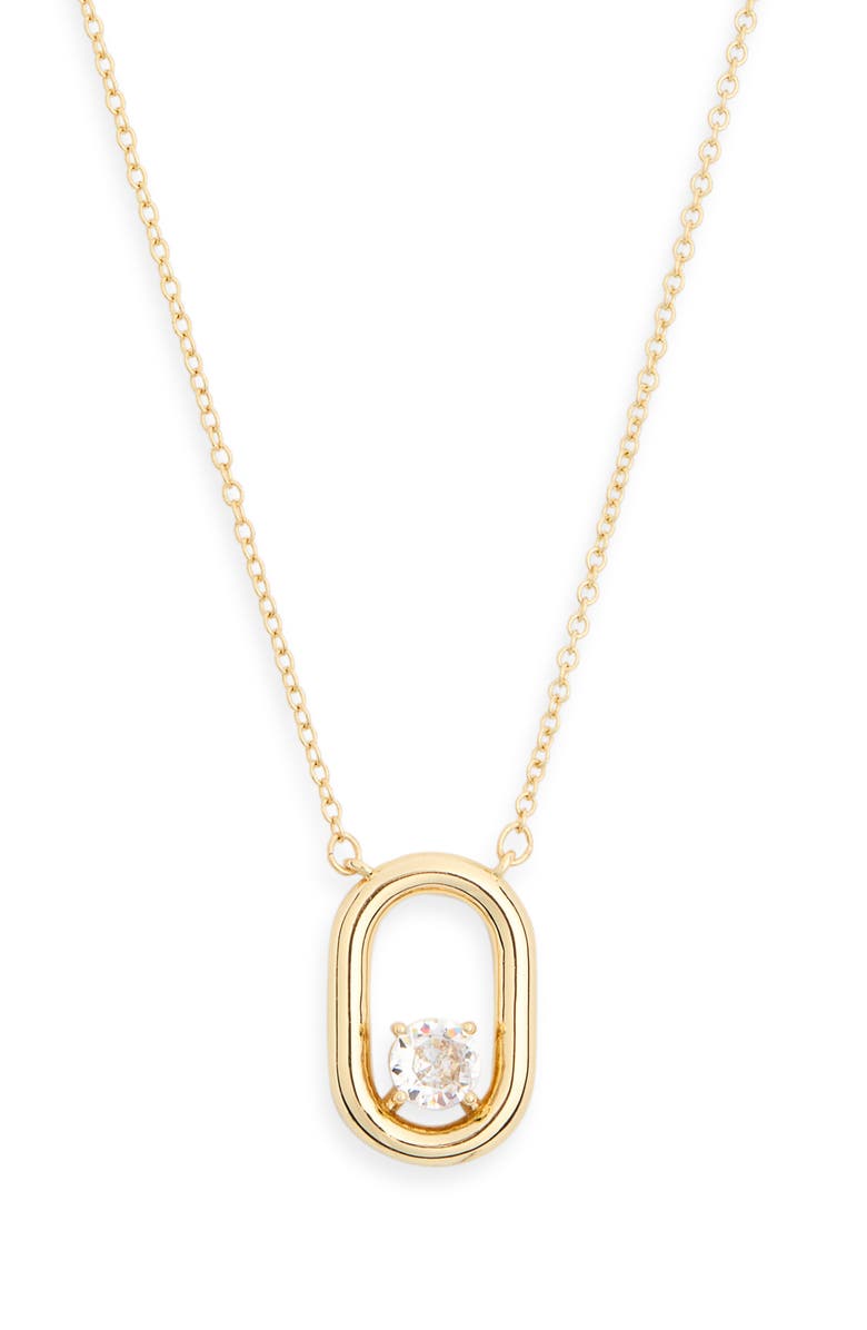 NORDSTROM RACK Cubic Zirconia Oval Ring Pendant Necklace, Main, color, 