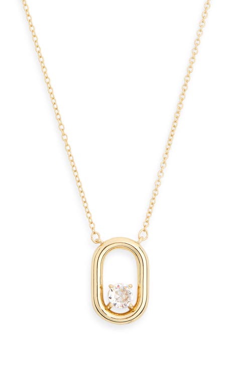 Cubic Zirconia Oval Ring Pendant Necklace