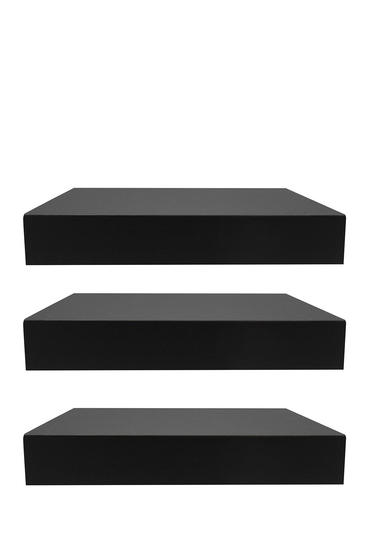 SORBUS Tile Wall Shelf - Set of 3 - Black