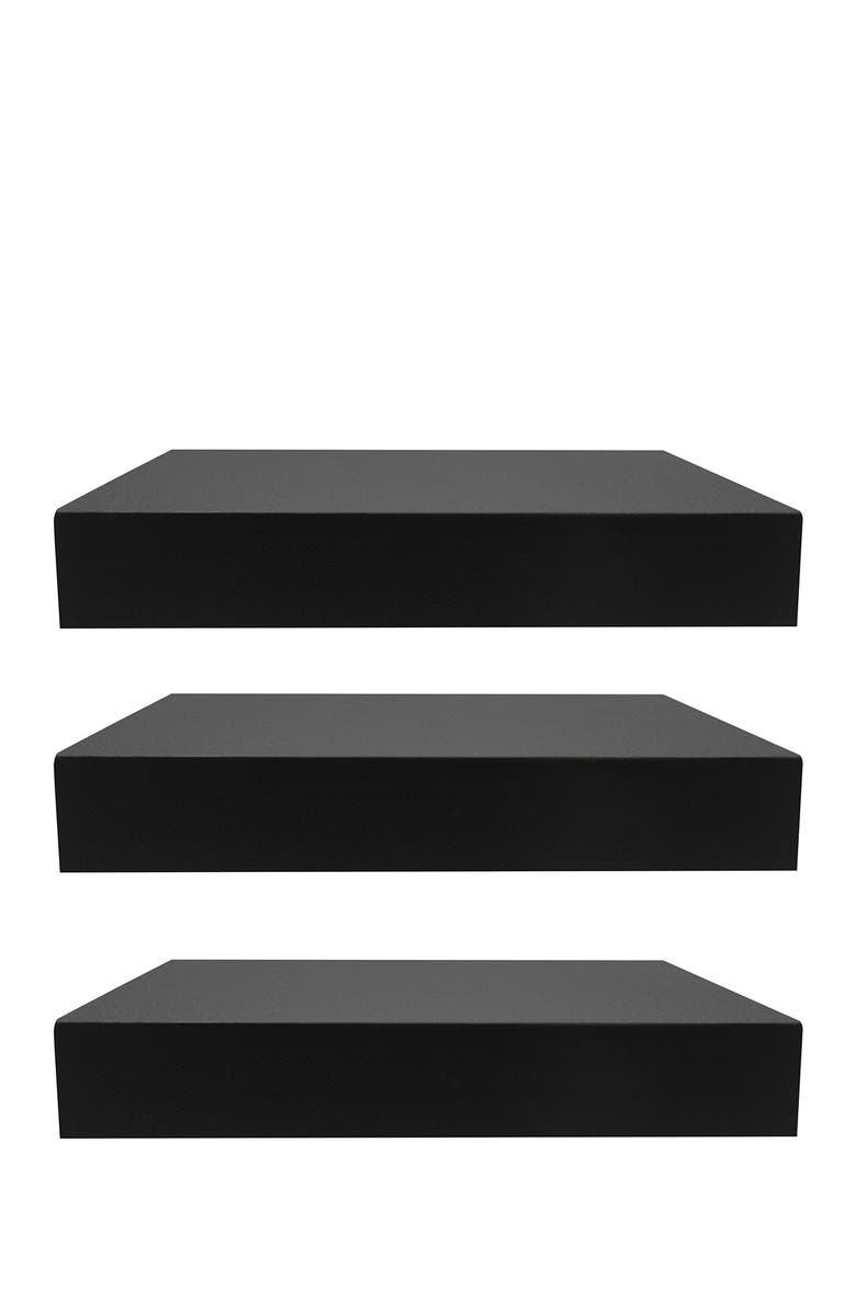 SORBUS Tile Wall Shelf - Set of 3 - Black, Main, color, Black
