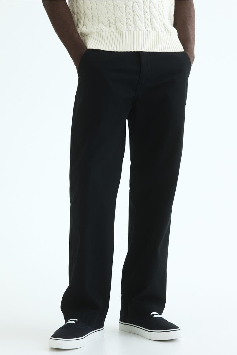 Relaxed-fit Cotton Chinos, Alternate, color, Black