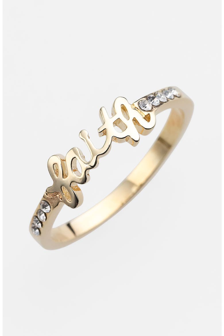 'Messages - Faith' Script Ring (Nordstrom Exclusive), Main, color, FAITH - GOLD